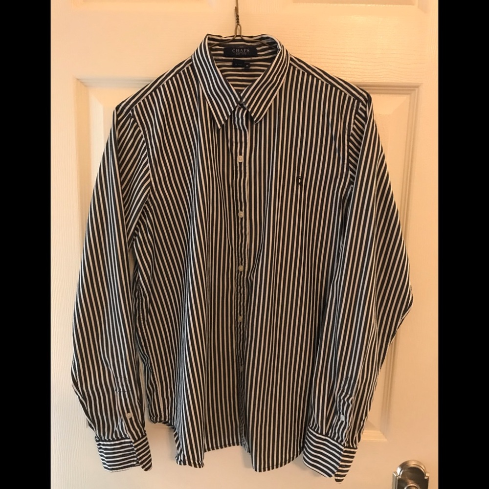 Chaps Black and White striped blouse
